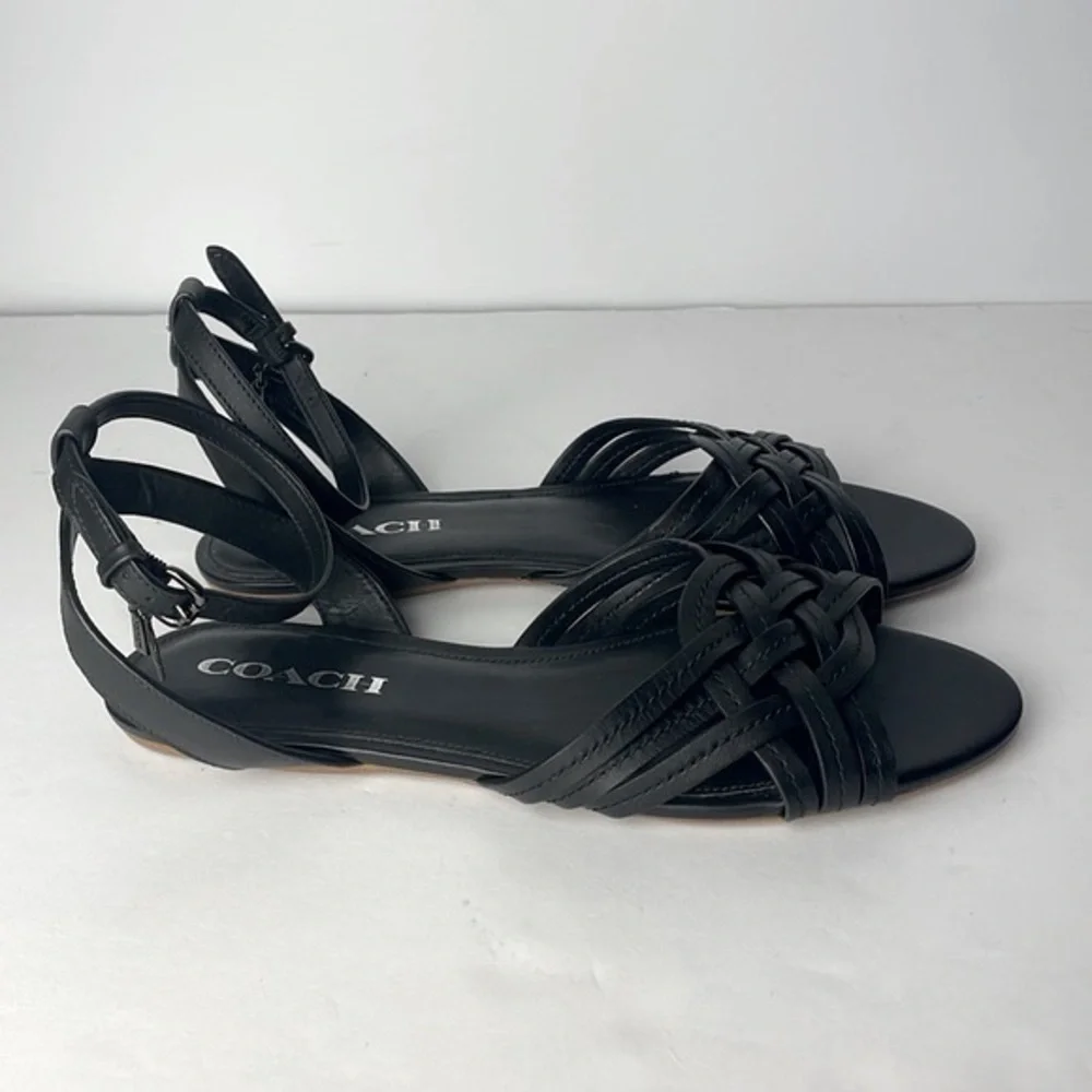 Coach Summers Black Leather Sandals 8.5 - Picture 2 of 7